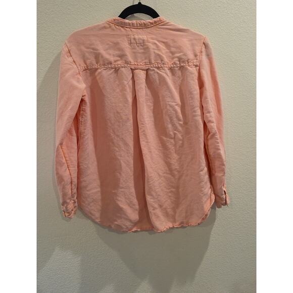 Anthropologie Boho Top Small Womens Pilcro Pink Linen Ruffle Button Up Shirt - Picture 6 of 7